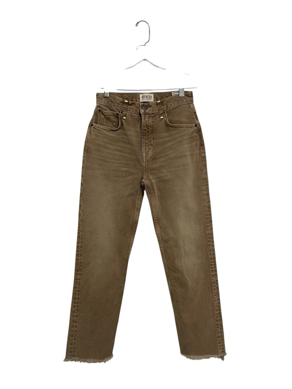 Ética High Rise Crop Raw Hem Brown Jeans Womens Size 26x25